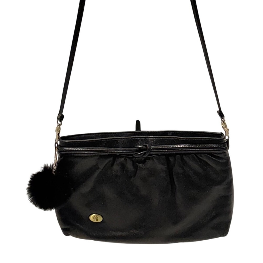 Etienne Aigner Vintage Black Leather Crossbody Bag